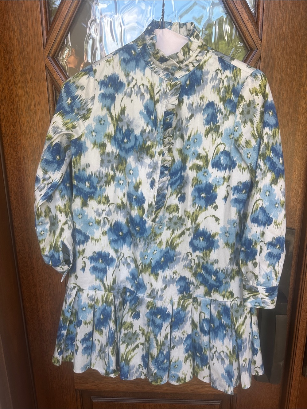 Tuckernuck Tate Blue Floral Ruffle-Trim Dress